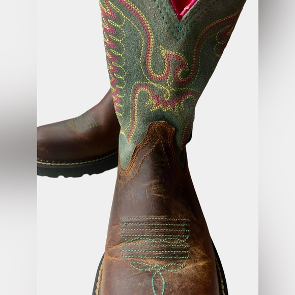 ARIAT Women’s Fatbaby Thunderbird Powder Brown/Teal/Pink Western Boots Size 8.5 - Picture 10 of 16